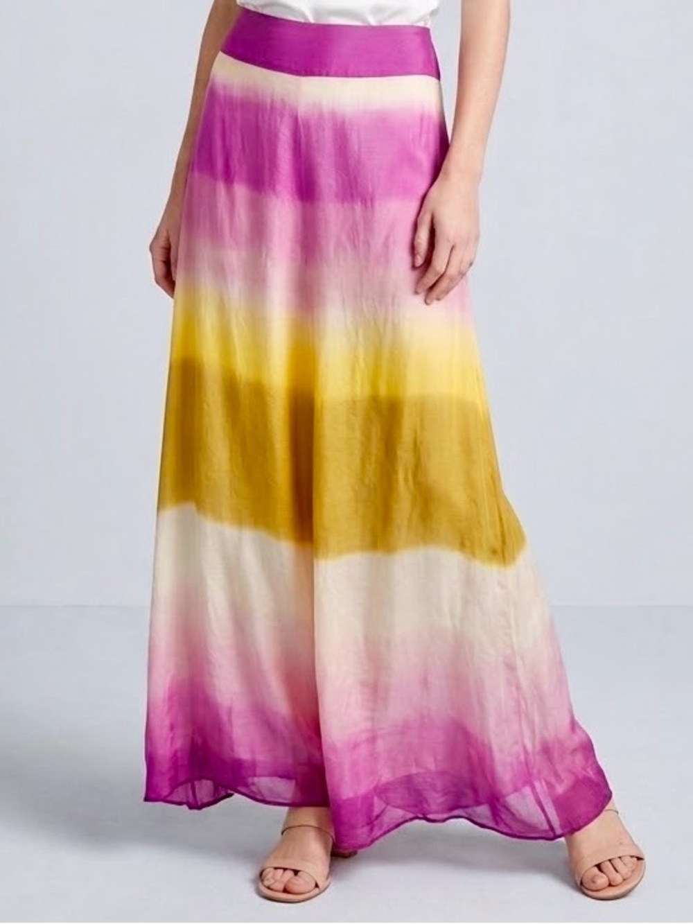 Massimo Dutti Silk Dip Dye Ombre Maxi Skirt EU 36 Small Sunset Boho Quiet Luxury